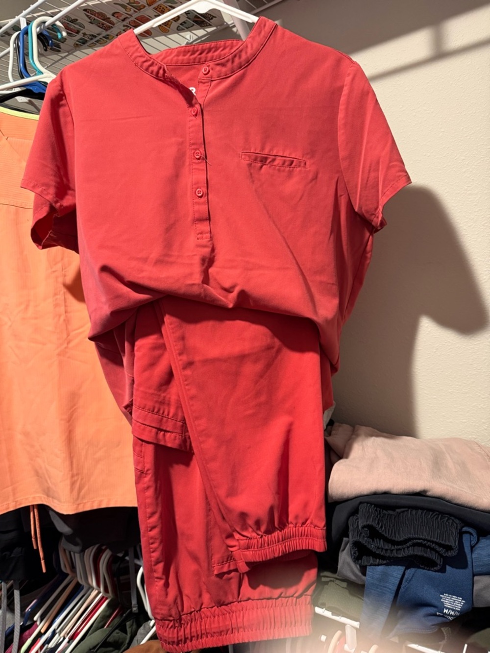 Barco Uniforms Short Sleeve Scrub Set in Coral Red